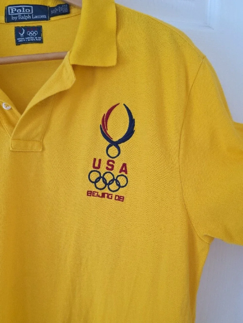 Polo by Ralph Lauren Yellow USA Beijing 2008 Olympics Polo Shirt Men's Size Xl